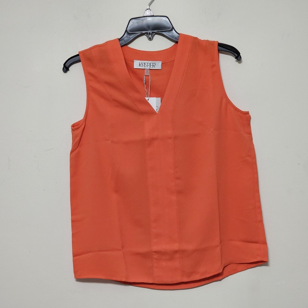 Kasper Women's Top Blouse XS Orange Sleeveless Vneck 1122 New